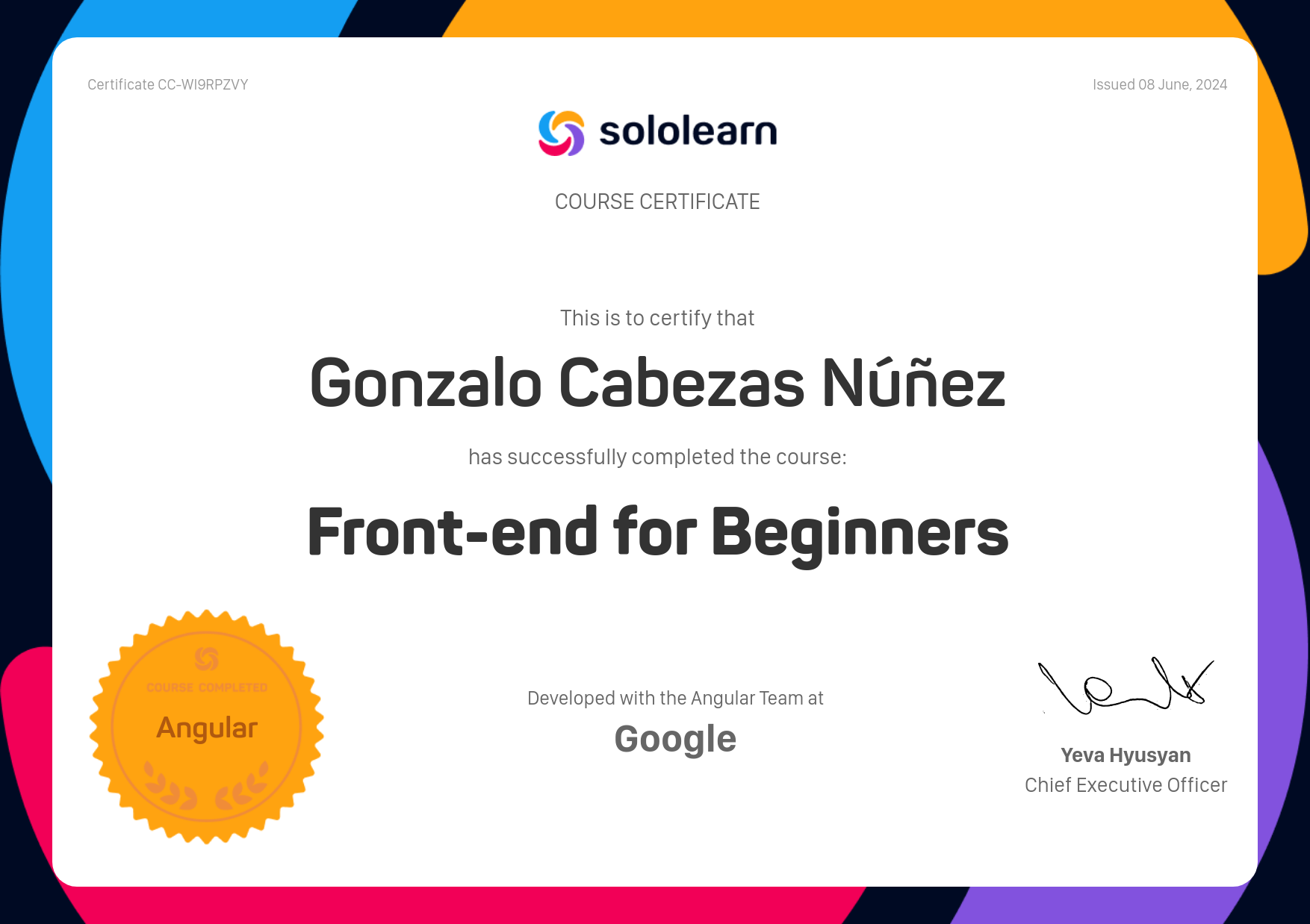 Front-End certificate